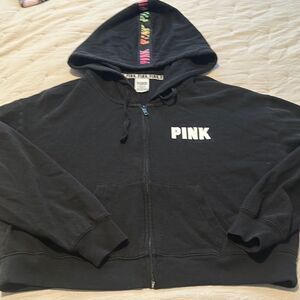 Pink cropped full zip